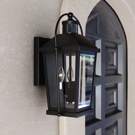 Vaxcel Lexington Aluminum Black Motion Sensor Dusk to Dawn Outdoor Wall Light Clear Glass T0637